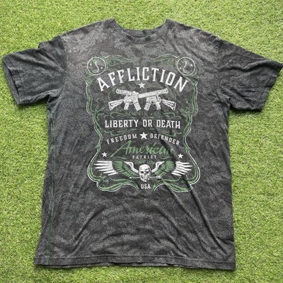 Affliction Freedom Defender T Shirt Mens 2XL Home of the Brave Live Free Guns