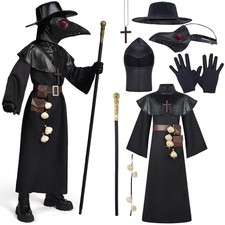 Halloween Plague Doctor Costume for Kids - 10 in 1 Set, Spooky Dress-Up Outfit