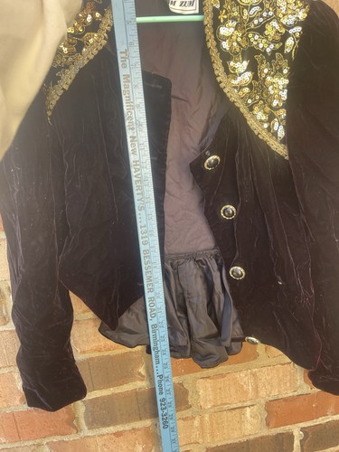 Vintage Zum Zum Women’s Double Breasted Velvet Sequined Jacket Steampunk Goth - Picture 7 of 9