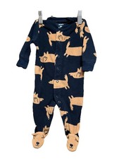 Carter's Boys 3M Blue Fleece PUPPIES Sleeper Pajamas One-Piece Footed