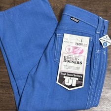 Vtg 70s Sears Jeans Rough Housers Childrens Girls Pants Blue NOS 5 Perma-Prest