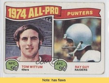 1975 Topps 1974 All-Pro Ray Guy Tom Wittum #224 HOF READ 9av