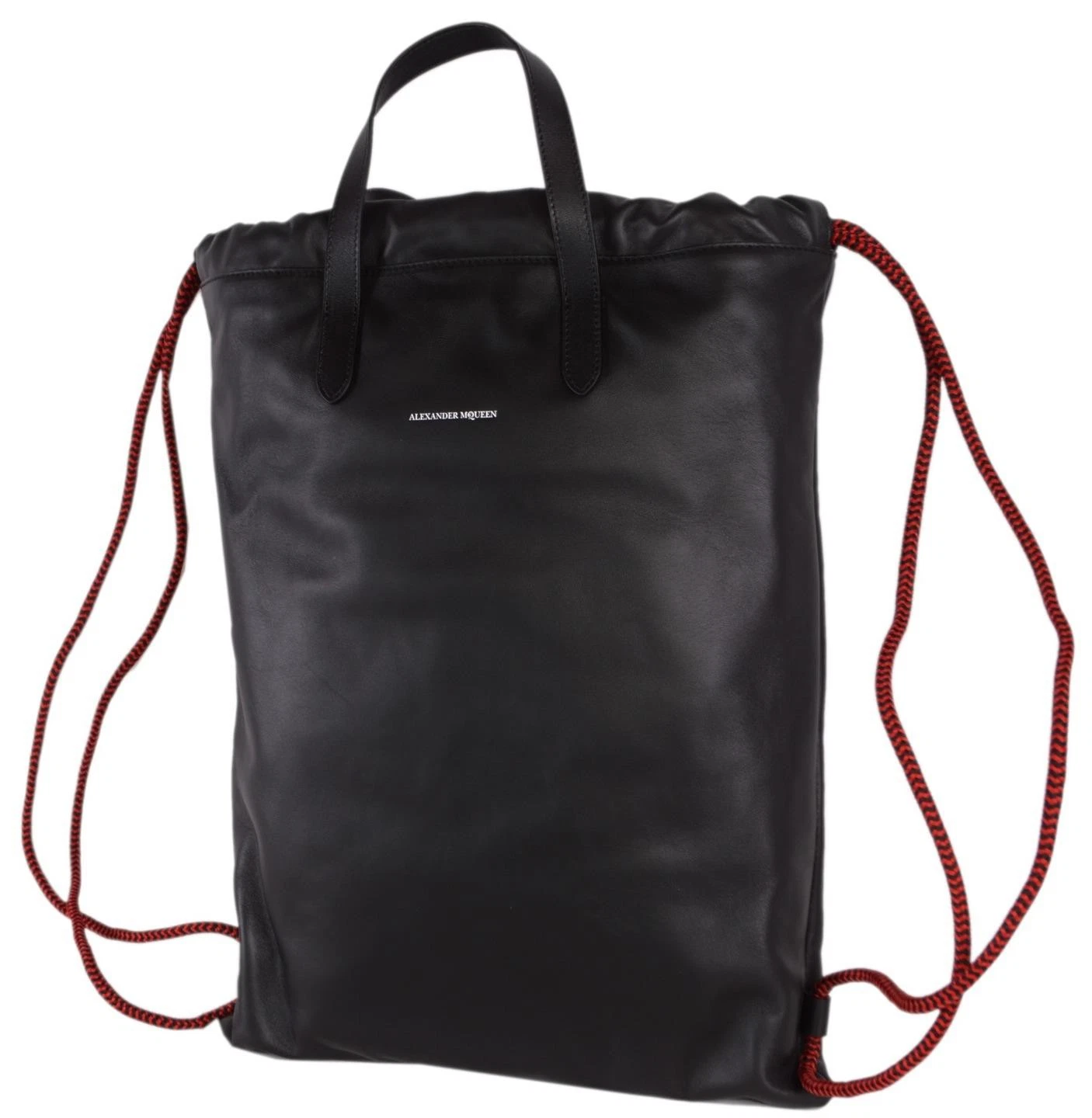 New Alexander McQueen 532206 Large Black Leather Backpack Tote Bag Purse