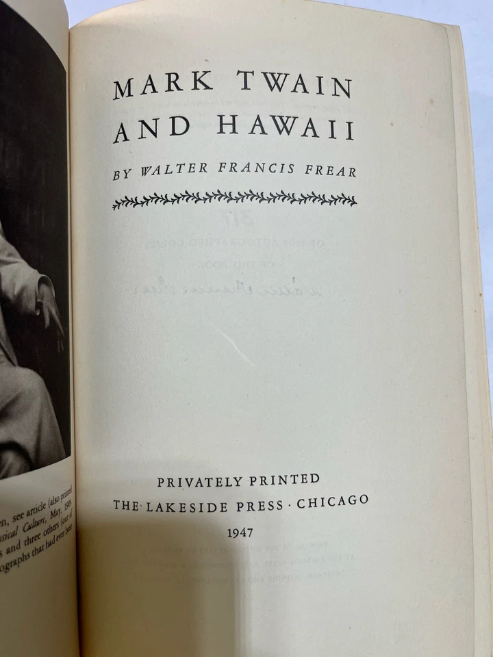 1947 Mark Twain & Hawaii Signed Walter Frear Limited #317 Hawaiian HC VGC Foto 4 de 4