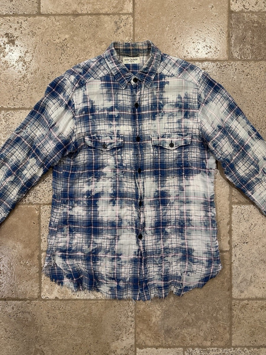 Saint Laurent x Hedi SS16 Surf Sound Bleach Shirt Flannel | eBay