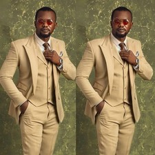 Men's Suit Peak Lapel Formal Business Wedding Tuxedo Party Prom 3Pieces Slim Fit
