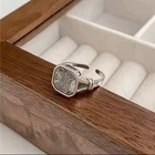925 sterling silver unique square stone finger open vintage ring