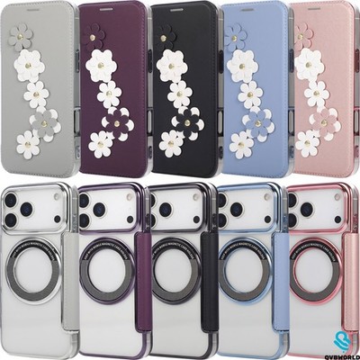 Für iPhone 17 16E 16 15 14 13 12 Stoßfest Blume Flip Wallet Case Ständer Cover