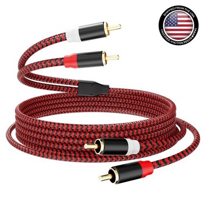 12Ft RCA Audio Cable - Hi-Fi Nylon-Braided 2RCA Male to Male for Home Theater