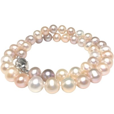 Ise Shima Süßwasserperlen Halskette 8,5-9 mm Multicolor Silber Verschluss Isowa Perle