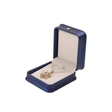 PU Leather Necklace Box Pendant Display Case Bracelet Gift Box Small Navy Blue