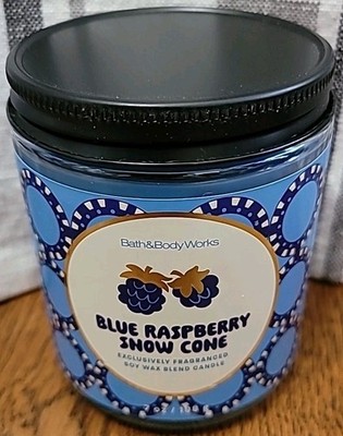 Bath & Body Works BLUE RASPBERRY SNOW CONE Single Wick Candle 7 oz NEW!