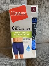 Hanes Men's Boxer Briefs 6 pack Performance Stretch Long Leg-S Tagless