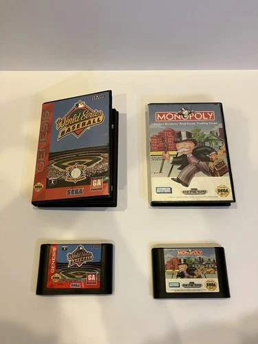 Lot  Of 2 Sega Genesis Games Vtg Authentic Untested Baseball And Monopoly