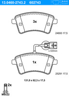 ATE BremsbeläGe Vorne (13.0460-2743.2) FüR Renault Kangoo Be Bop / Grand |