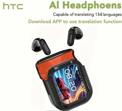 HTC AI NE20 Headphones Wireless Bluetooth Earbuds Black with AI Translation