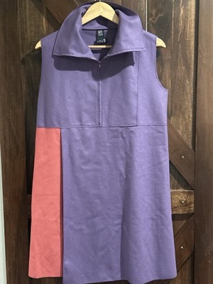Gianfranco Ferre GFF Wool Sleeveless Shift Dress 1/2 Zip Purple Size 10