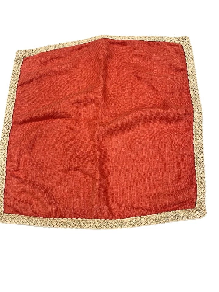 Pottery Barn Orange Rust Braided Jute Pillow Sham Cover 20x20 Linen, Free Ship! - Image 2 of 4
