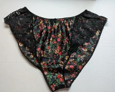 Vintage Myonne Black Floral Hi Leg Panty  Size M