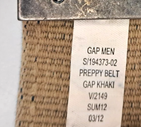 GAP 2012 Cinturón Preppy Para Hombre 34-38" Cinturón de Lona a Rayas Azul Marino Tostado Informal Grunge Foto 4 de 4