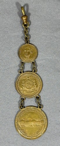 1904 St Louis Worlds Fair Louisiana Purchase Exposition Watch Fob Chain #3