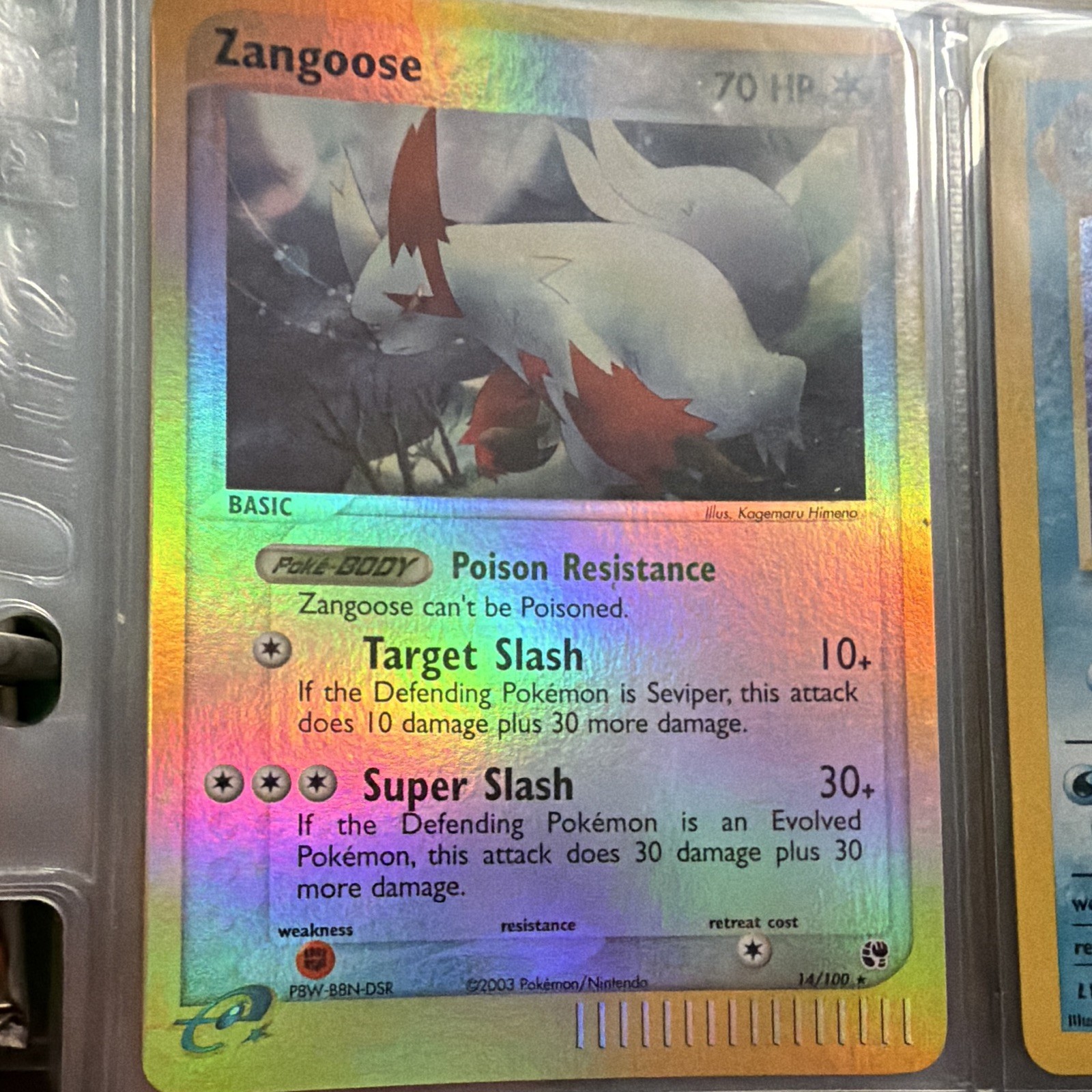 The Pokemon Company Zangoose EX Sandstorm 14/100 Reverse Holo Eng 70 HP
