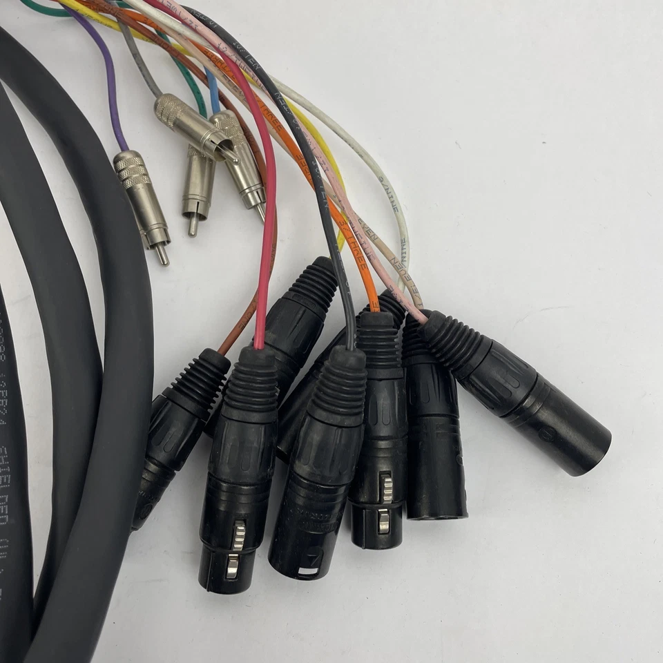 12 Channel Male 1/4" Phone to 3-Pin Neutrik XLR Black Female Male Snake Cable ** - Image 4 of 4