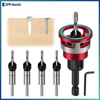 Kegelsenker Bohrer Set 6-teilig mit 1/4'' Hex Schaft und Tiefenanschlag