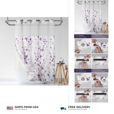Lagute SnapHook Hook Free Shower Curtain with Snap-in Liner & See Through Top...
