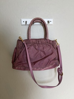 PRADA Tessuto Nylon Bow Pink Shoulder Bag Braided Handles 2 Way | eBay