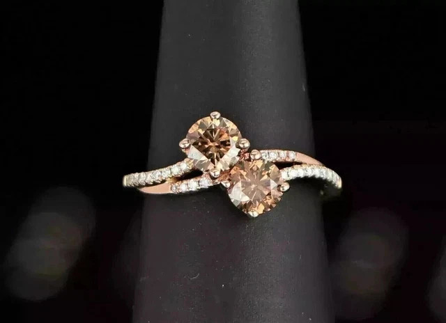 2Ct Round Cut Lab Created Chocolate Diamond Engagement Ring 14K Rose Gold Plated