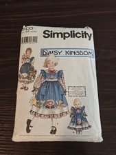 Simplicity Daisy Kingdom Pattern 9435, Girls Dress, Pinafore Doll, Sz 3-6