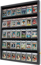 Lockable 35 Graded Sports Card Display Case, for Football, Baseball, Basketball,