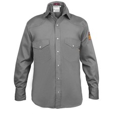 FR Welding Shirt 9 oz Large Light Grey HRC 2 NFPA 2112 ASTM F1506 UL Certified