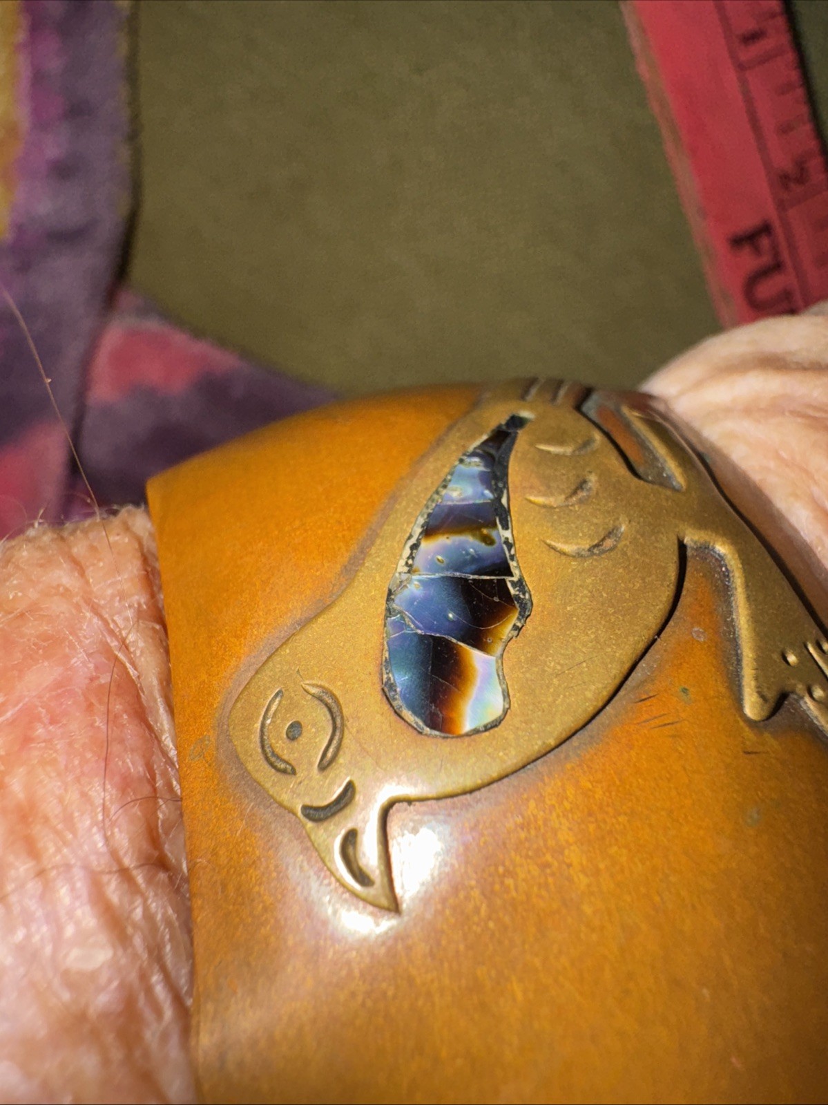 VTG Native American  Wide Solid Copper Cuff Brace… - image 13