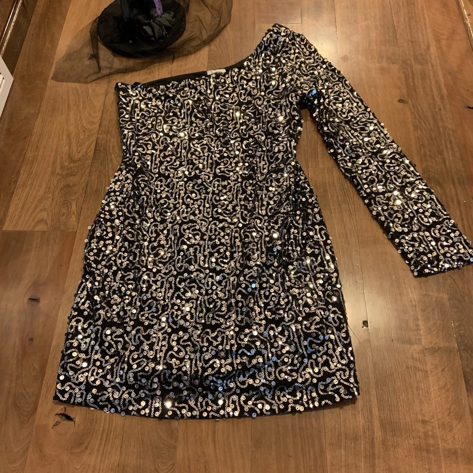 Disfraz de bruja negro plateado para mujer adulta talla L Foto 2 de 4