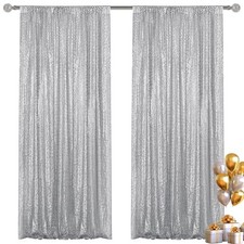 Sequin Backdrop Curtain PiecesFTx8FT Glitter Photography Backdrop for 2 Silver