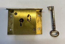 Vintage Brass 2 Lever Desk Drawer Till Cabinet Cupboard Lock c/w Key
