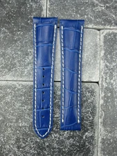 New 20mm Deployment Leather Strap Royal Blue Watch Band for OMEGA Seamaster W O