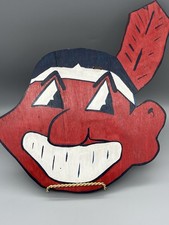 Chief Wahoo Cleveland Indians Mascot Logo Handmade Wood Sign Collectible Display