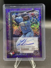2025 Topps Chrome Update Leo Jimenez Rookie Debut Auto Purple Speckle /299
