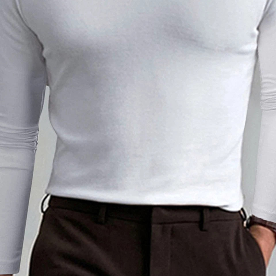 Herren Rollkragen Unterhemd Langarm Thermounterwäsche Tops Slim Pullover T-Shirt - Bild 4 von 4