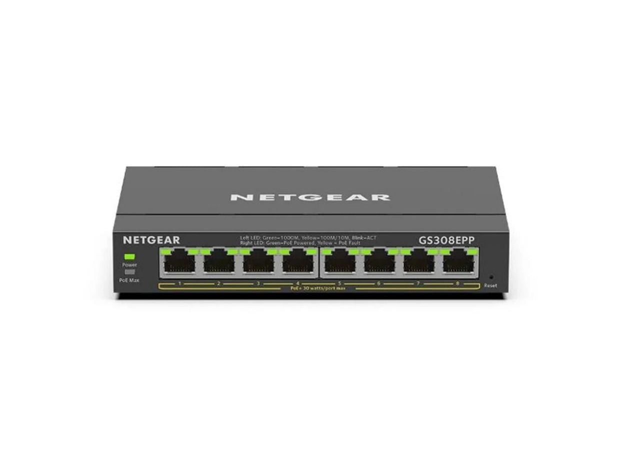 Netgear Gs308epp Poe Switch Port Gigabit Ethernet Lan Switch Poe+ 123W Plus (Managed Netzwerk Switch Poe Mit Igmp Snooping, Qos, Vlan, Lüfterloses Metallgehäuse) Größe 8 Schwarz - Image 3