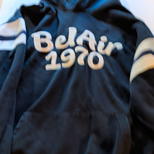 ZARA BelAir 1970 Black Graphic Logo Pullover Hoodie w/ Pockets Men’s M
