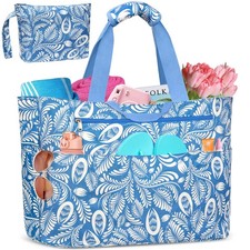 Extra Large Beach Bags Waterproof Sandproof XL Beach Tote Bag for Women Zippe...