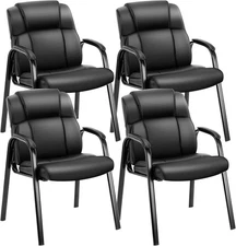 OLIXIS Waiting Room Chairs Set of 4, Leather Office Desk Reception Guest Station
