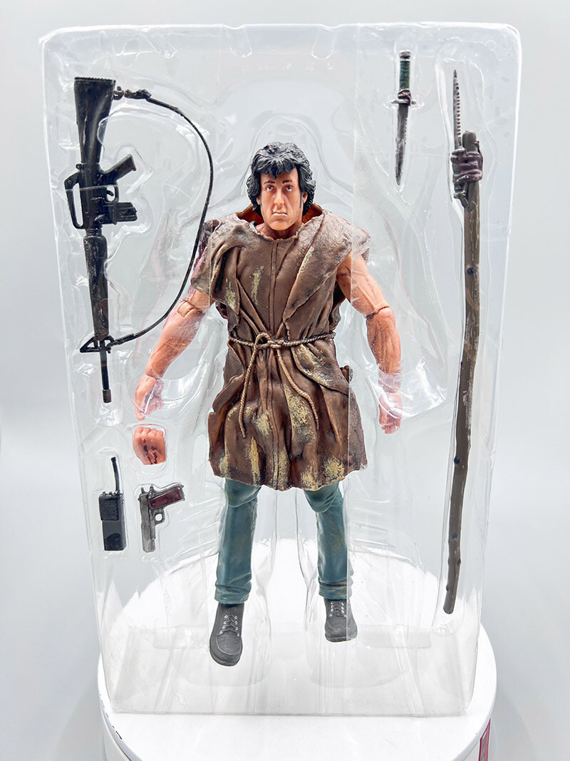 NECA First Blood John J. RAMBO Stallone In Poncho BAMF 6.3