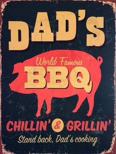 Dad's BBQ, Retro metal Sign/Plaque, Gift, Home, Kitchen, Garden
