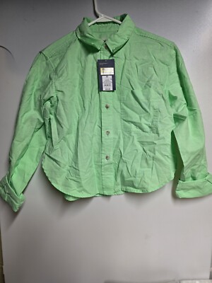 Universal Thread Women's Long Sleeve Linen Button Down Shirt Size XS Green 