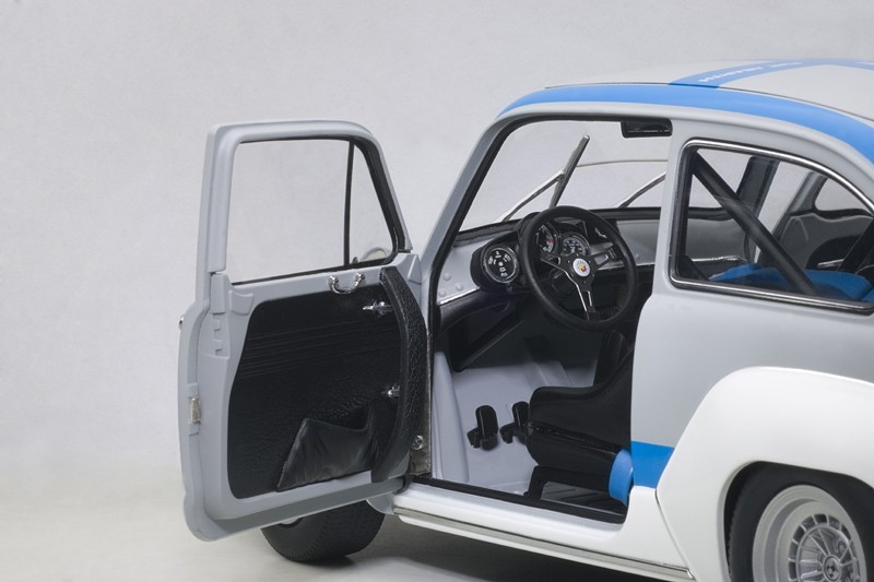 FIAT ABARTH 1000 TCR MATTE GRAY BLUE STRIPES 1:18 by AUTOART
